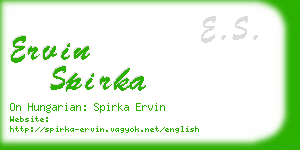 ervin spirka business card
